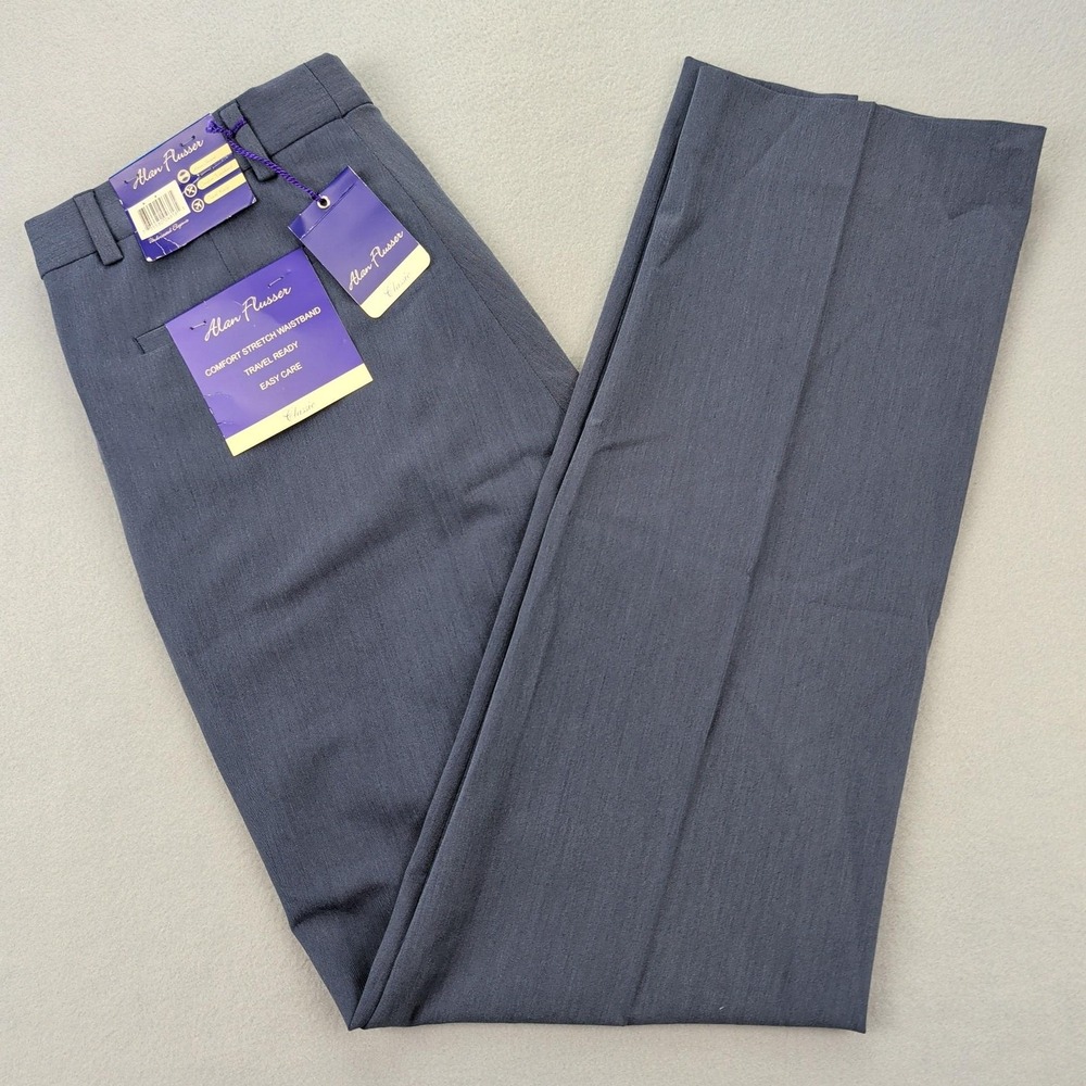 Alan Flusser Dress Pants Mens‎ 36x34 Gray Comfort Stretch Easy Care Travel Ready
